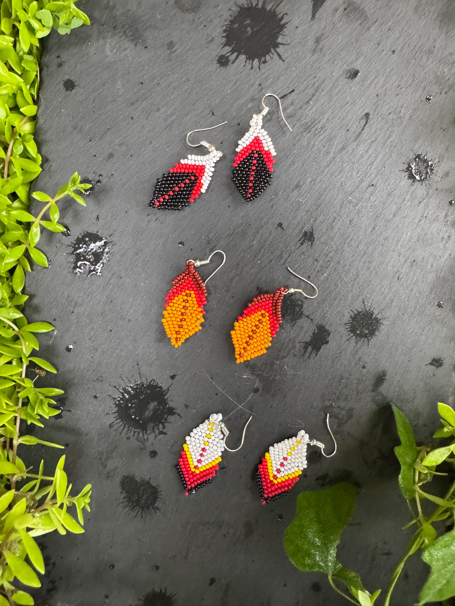 1.5" Beaded Feather Earrings