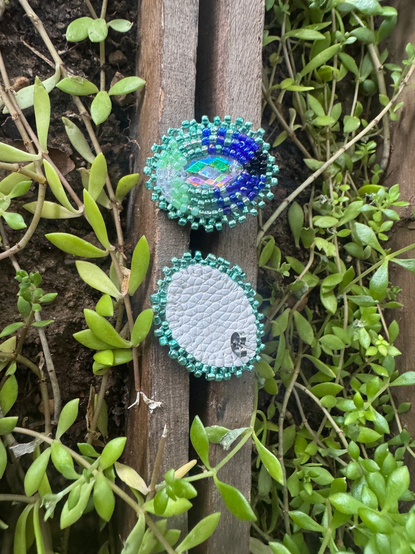 Handmade Beaded Post Earrings - (1.5")