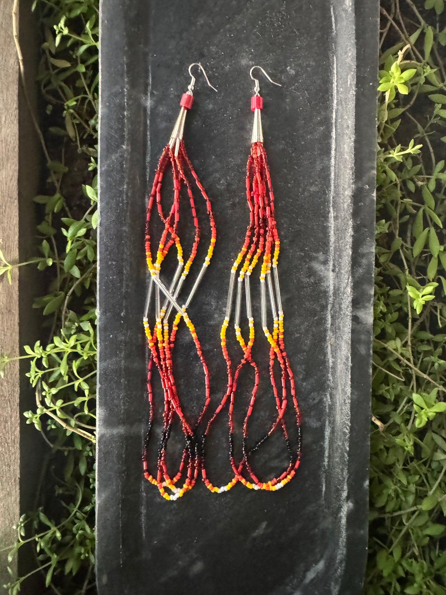 Handmade Beaded Loop Earrings - Medicine Wheel Colors - XXL (10")