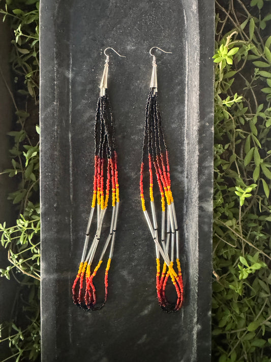 Handmade Beaded Loop Earrings - Medicine Wheel Colors - XXL (10")