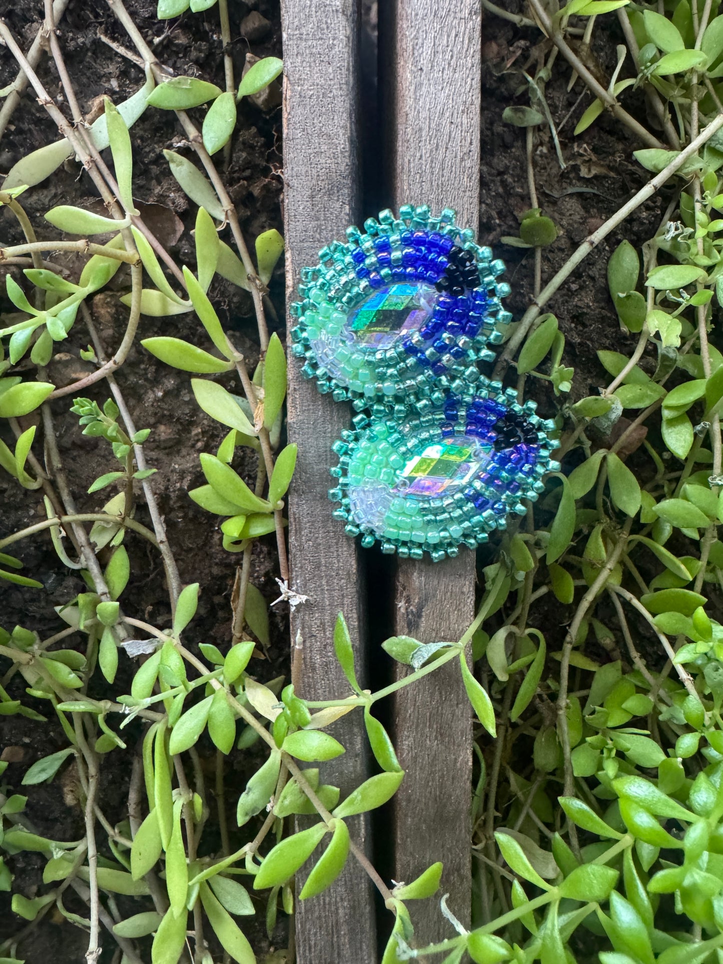 Handmade Beaded Post Earrings - (1.5")